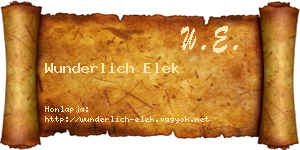 Wunderlich Elek névjegykártya