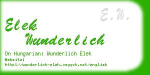 elek wunderlich business card